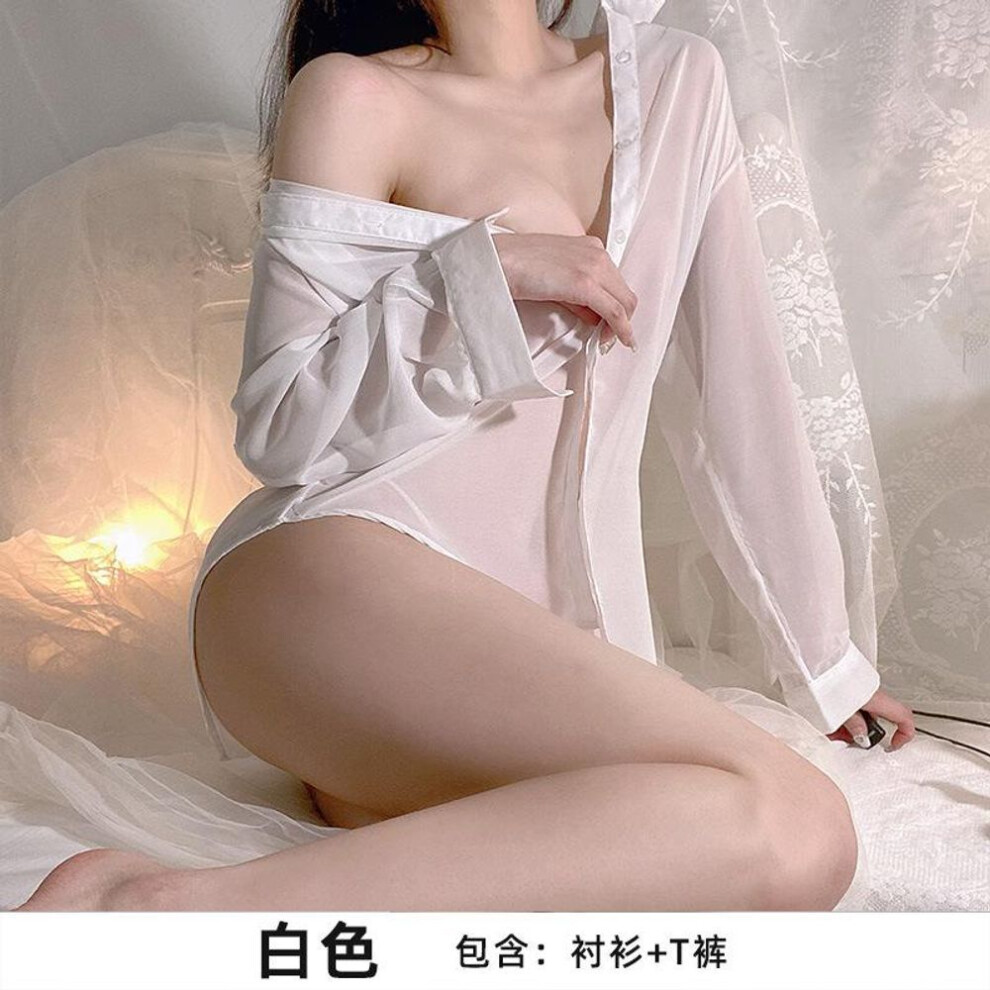 Erotic Lingerie Women's Sexy Shirt Transparent Pure Flirting Passion Uniform Bed Suit