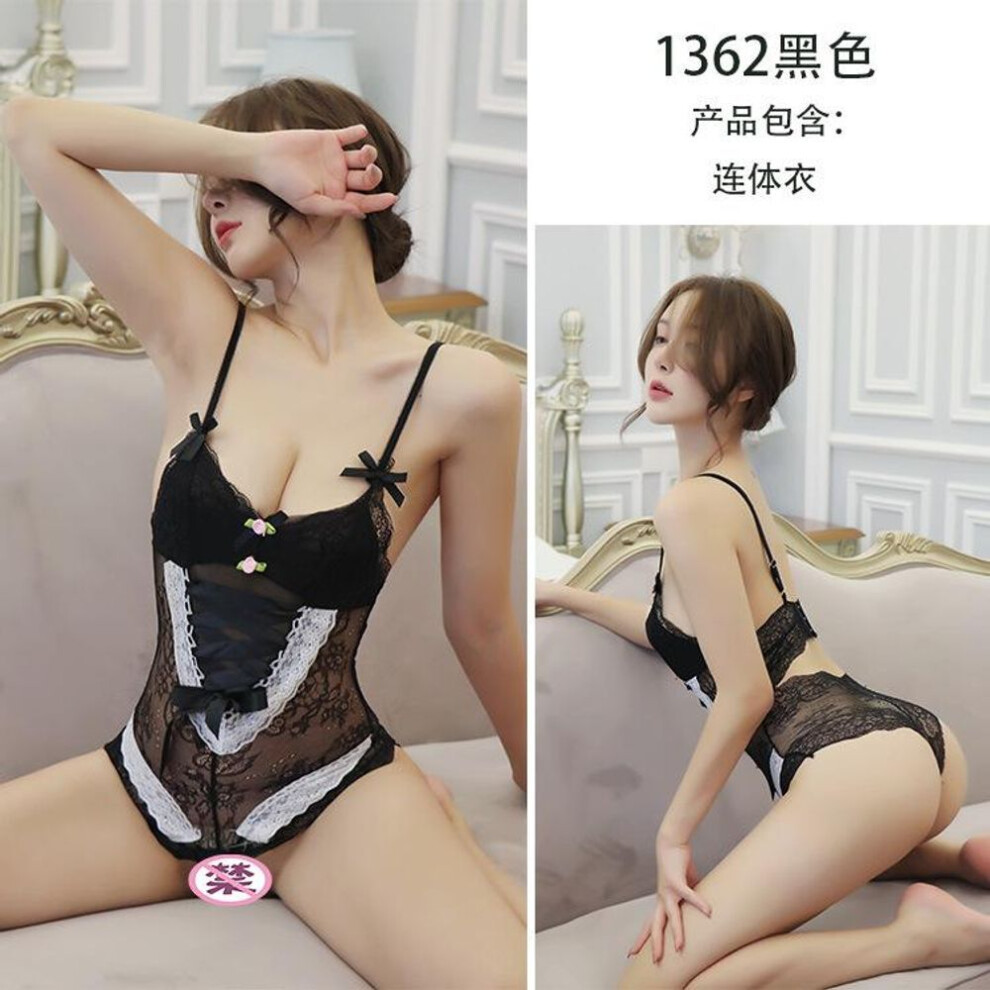 (black, One Size (80-60kg)) Sexy underwear female cute pure perspective uniform temptation female cloud