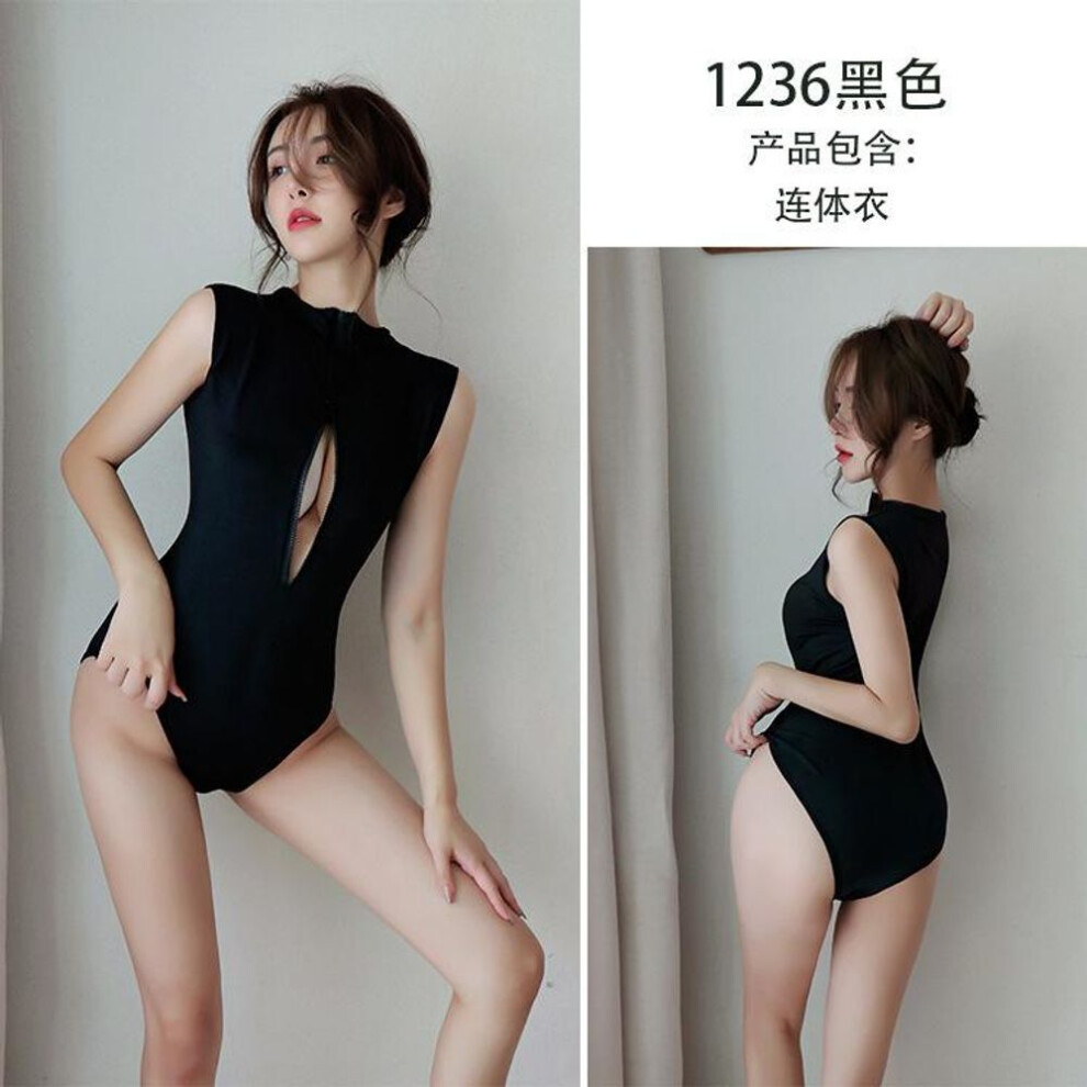 (black, One Size (80-60kg)) Sex underwear women's sexy pure temptation swimsuit uniform temptation suit