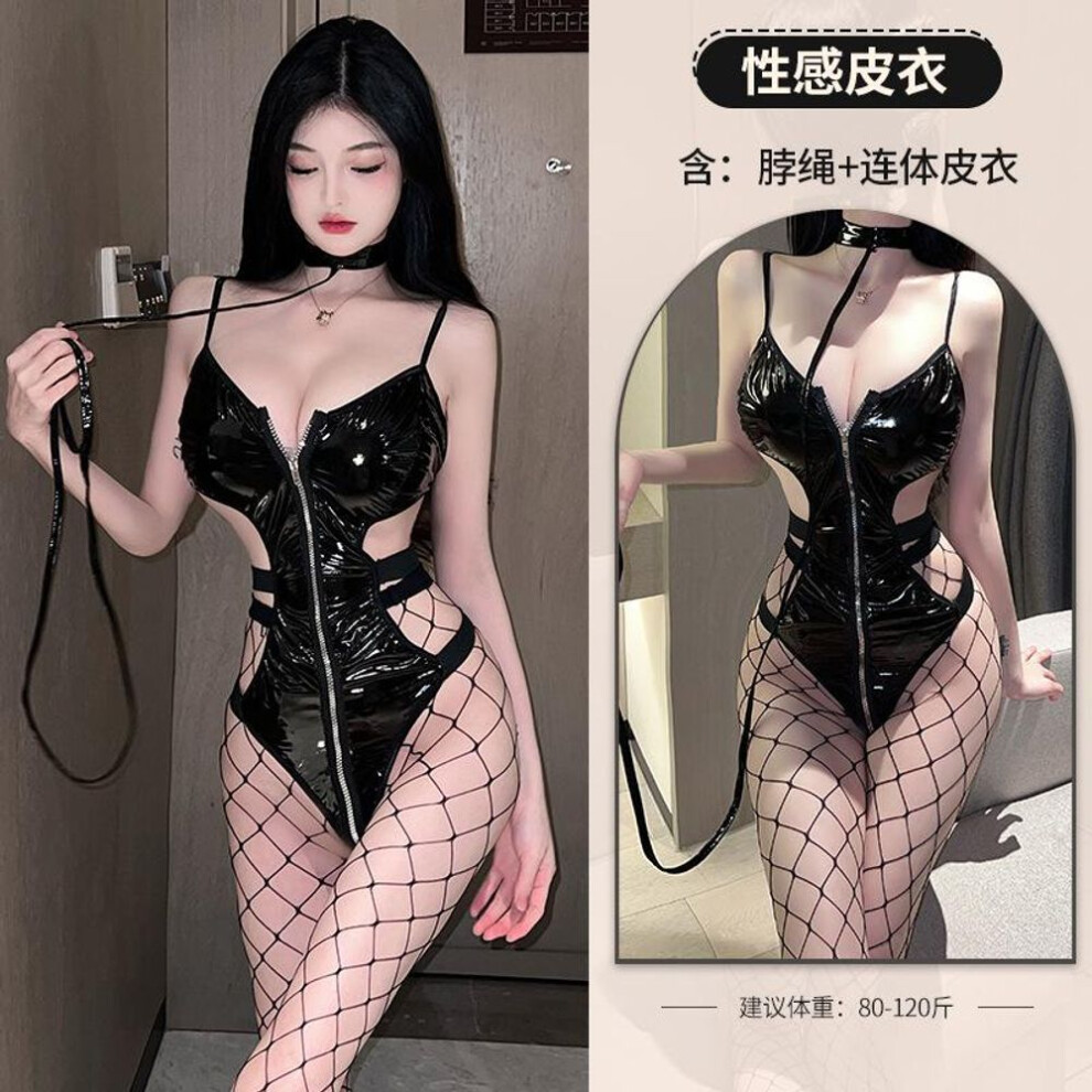 Sexy Pure Desire One-piece Leather Jacket Bundled Small Chest Sm Suit Erotic Fun Game Cos Suit