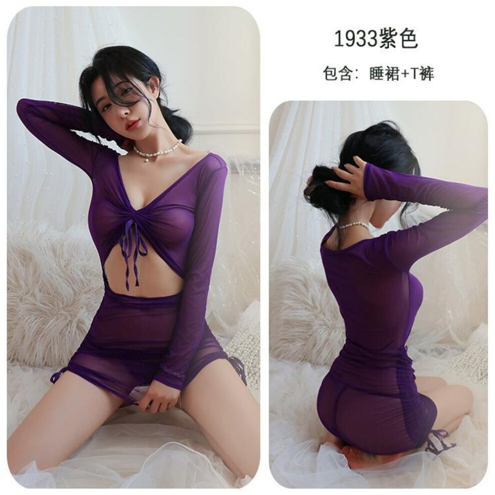 (purple, One Size (80-62.5 kg)) Sex Underwear Perspective Hip Dress Dress Passion Hot Sexy Uniform Seduction Pajamas