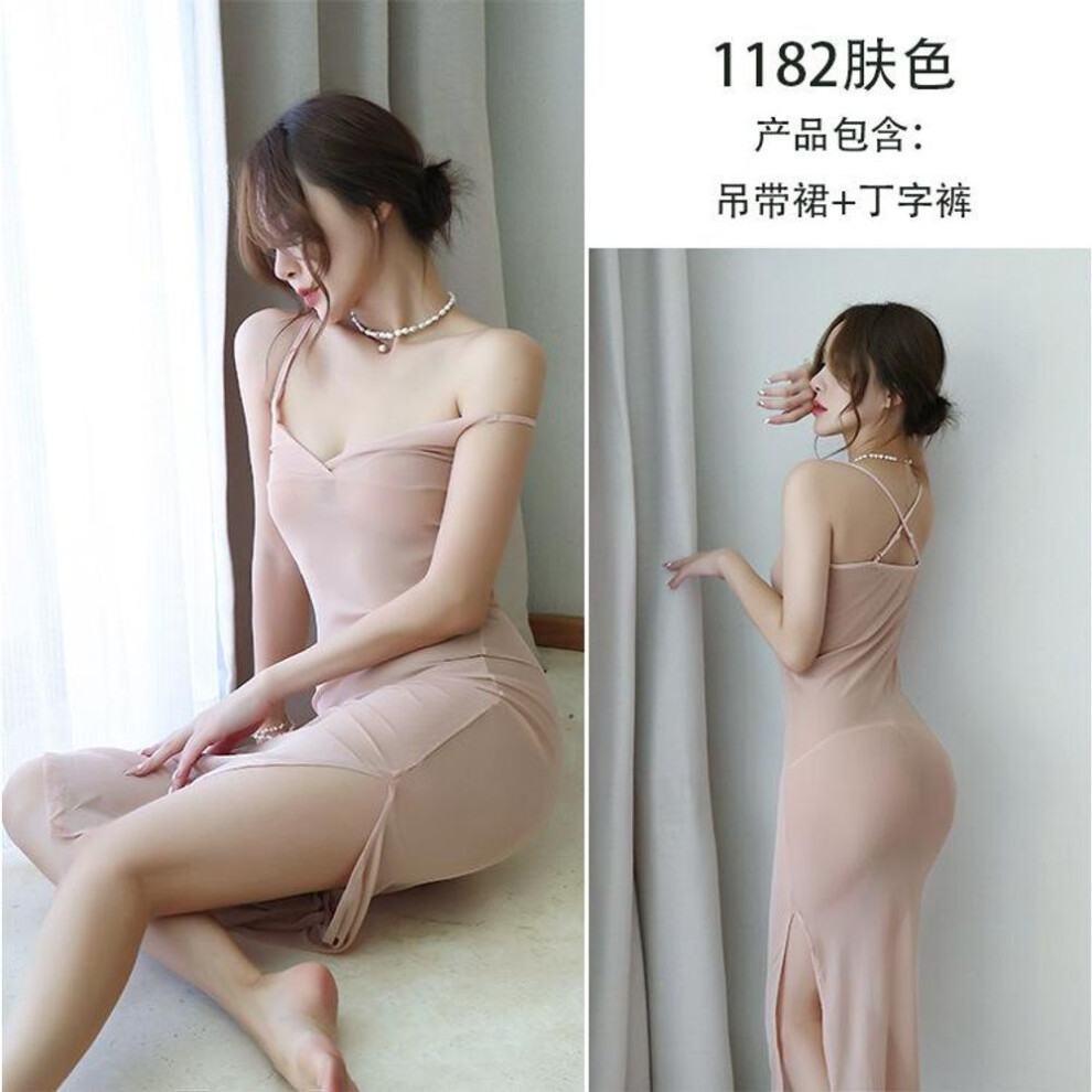 (as the picture, One Size (80-60kg)) Erotic Underwear, Sexy Pajamas, European And American Adult Perspective Clothing, Mesh Suspender, Nightdress Women