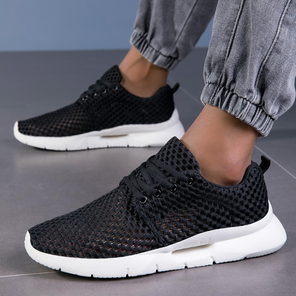 (black, 48) New White Mesh Shoes for Men Breathable Summer Lightweight Hiking Comfortable Casual Shoes Black Slip-On Driving Male Loafers