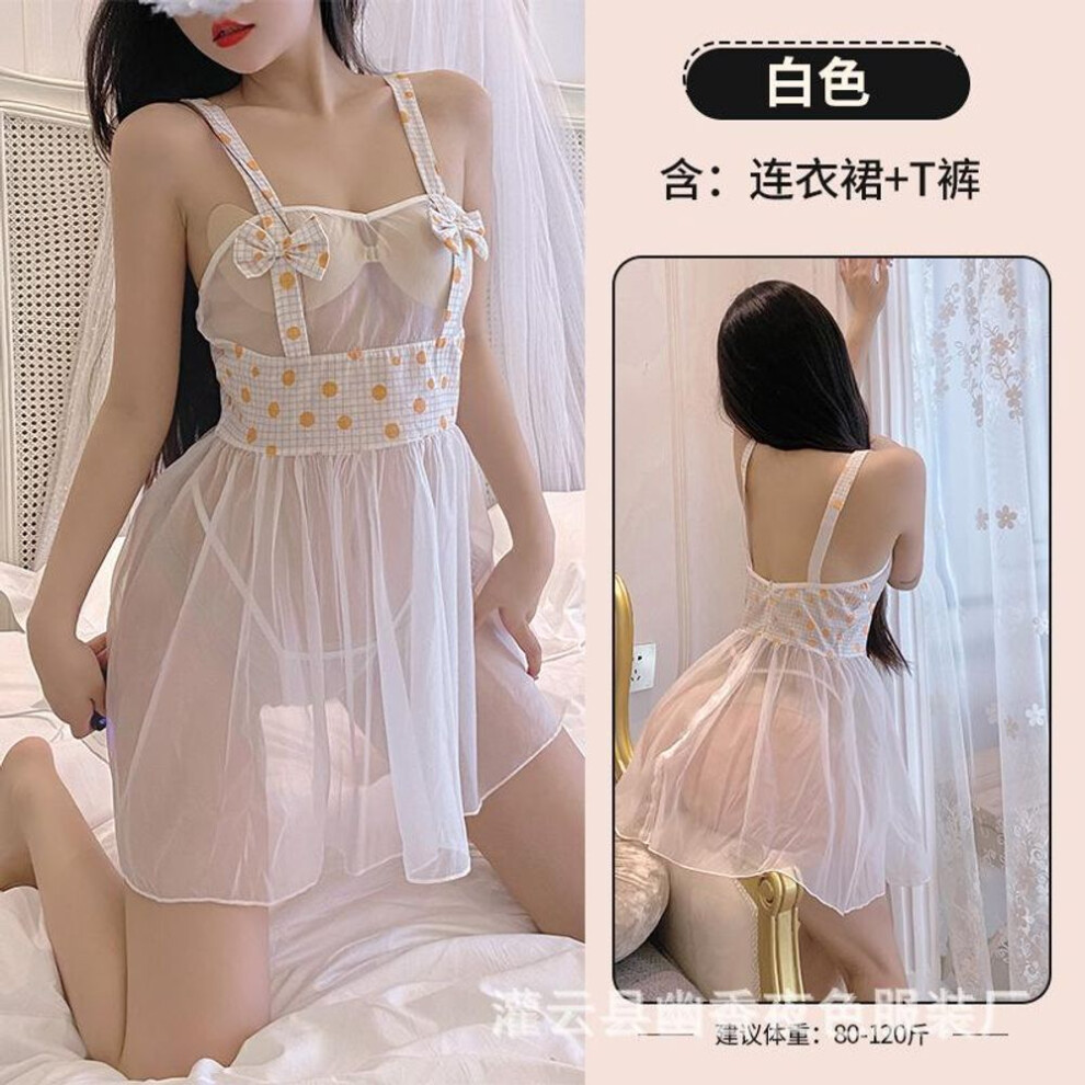 Romantic through yarn open crotch dress sexy lingerie nightgown sexy suit uniform temptation 6