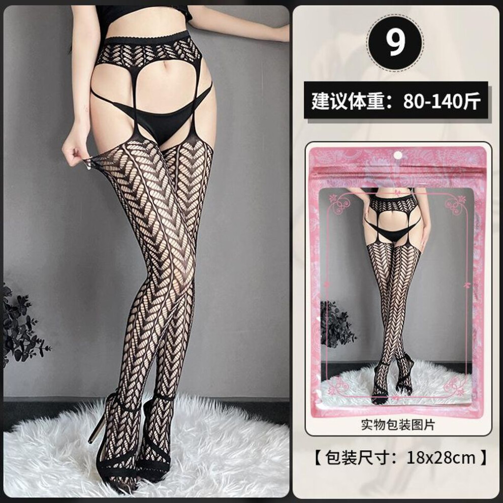 Sexy Suspenders Integrated Socks Black Silk Fishnet Socks Stockings Stockings Women Pure Desire Large Size Thin Hot Net Socks W9