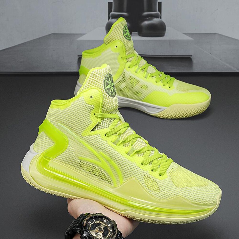 (green, 44) Professional High Top Men's Basketball Sneakers High Quality Non-slip Woman Basketball Shoes Outdoor Breathable Trainers for Men