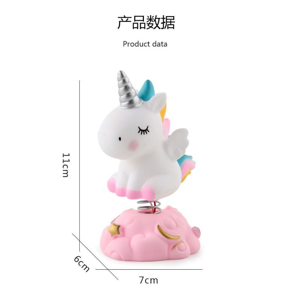 (pink) Luminous Vinyl Unicorn Cake Ornaments Light Rocking Horse Pegasus Rainbow Horse Belt Base Decorative Baking