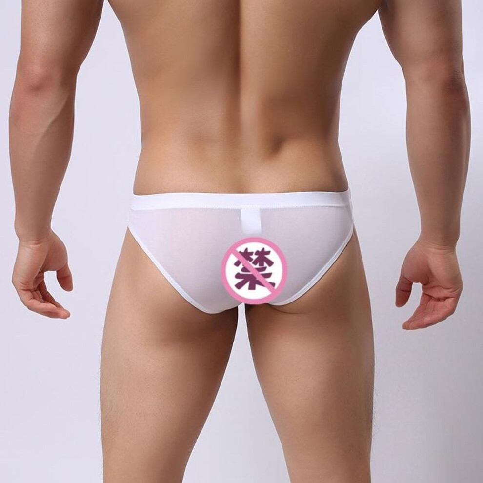 (L(INTL.M), as the picture) Sex Panties Men's Sexy Mesh Hip Panties Low Waist Hollow Perspective Ice Silk Triangle Panties