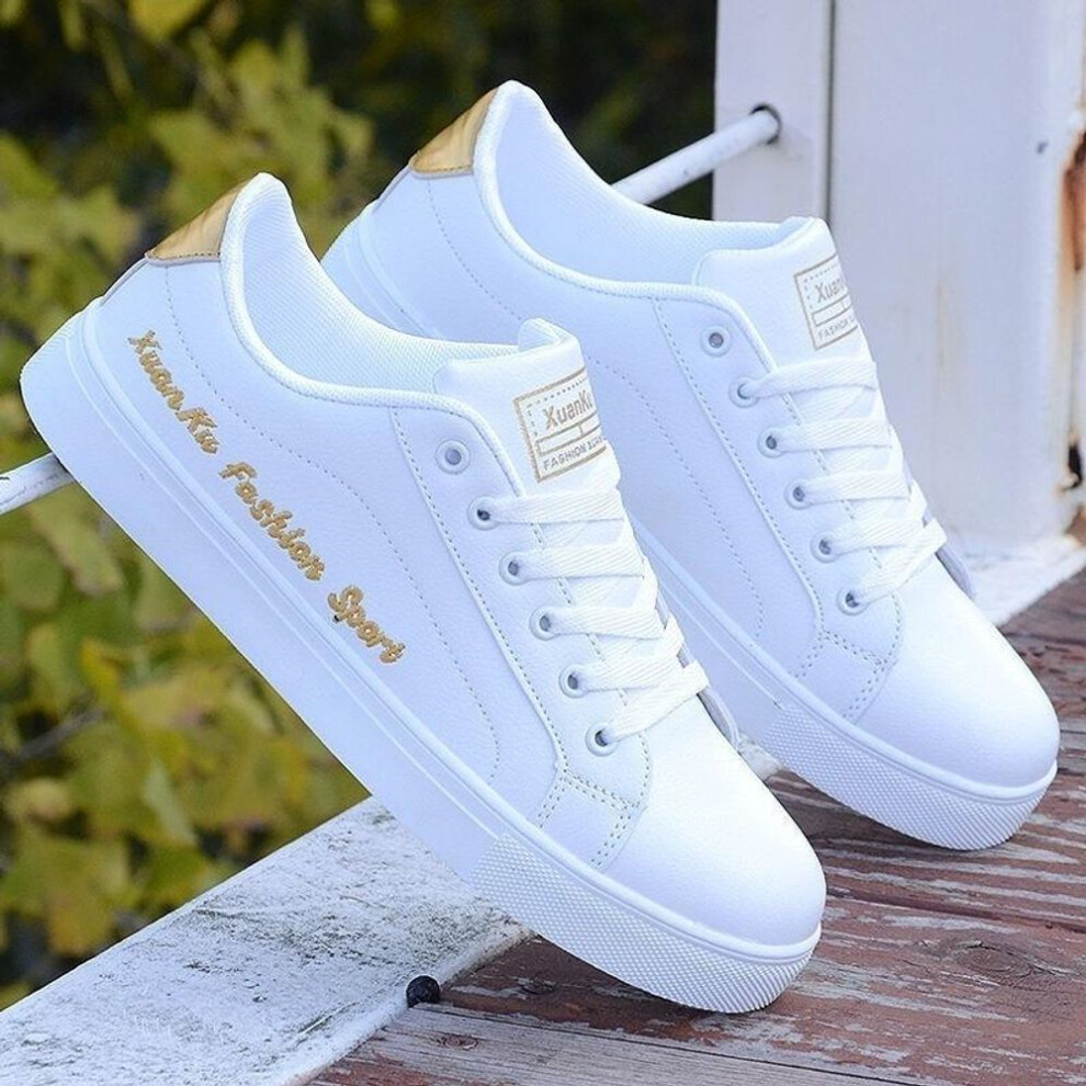 (gold, 44) New White Men's Shoes, Spring Men's Shoes, Casual Men's Low-top Sneakers