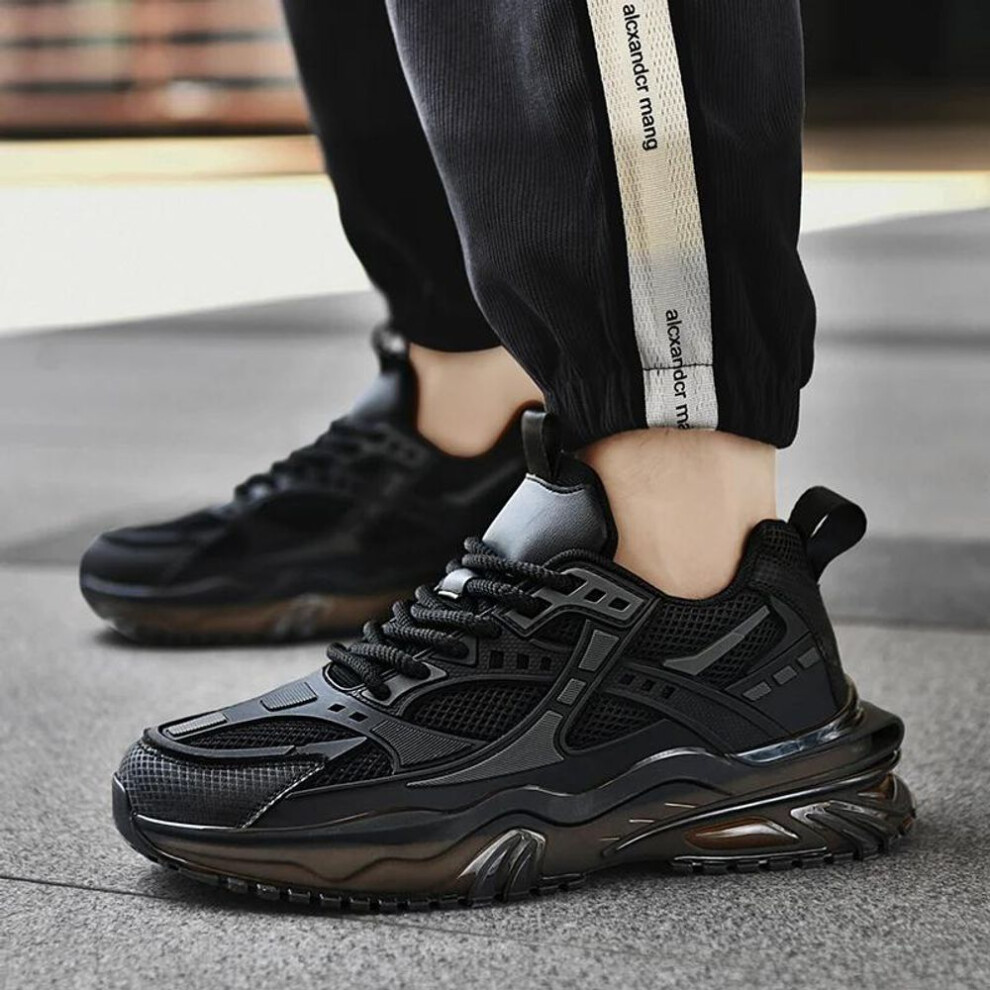 (black, 39) 2025dad Shoes Men's Mesh Upper Spor Casual Large Size Slip-on Running Shoes Trendy Popcorn Bottom Youth Fashion Sneakers