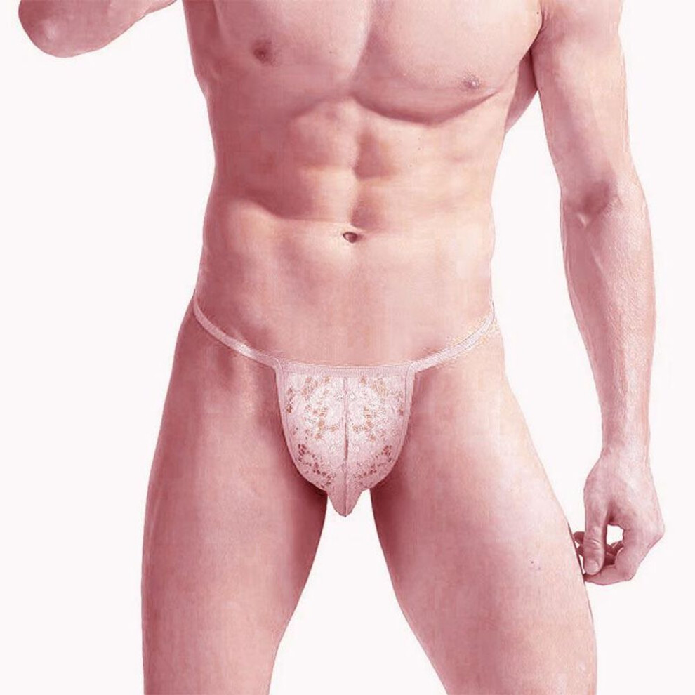 (S, white) New Men's Underwear Panties Pocket Mood T-Pants Traceless Lace Sex Thong