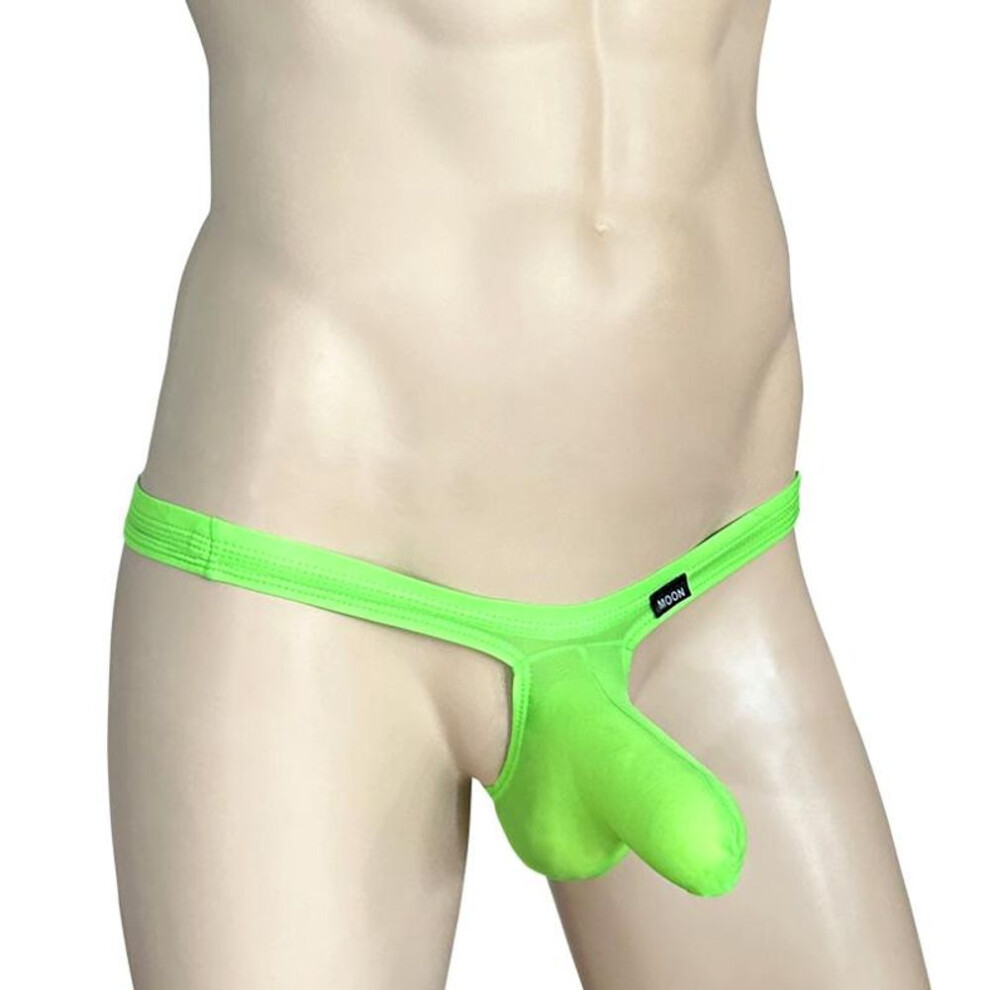 (L, green) 1Pc Thong Underwear Sexy Men Personality Silk-like Fashion Elasticity