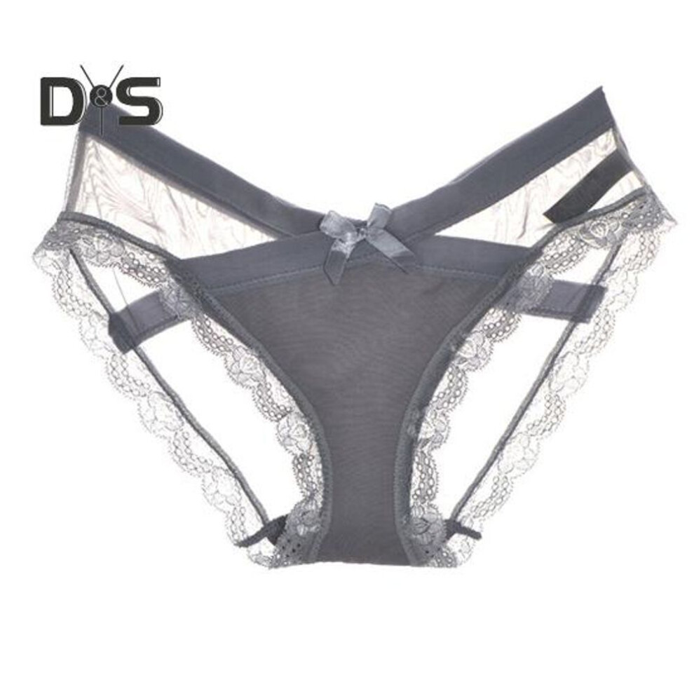 (grey, M) Women's Sexy Panties Lace See Through Underwear Low Rise Thin Mesh Sheer Underpants Breathable Bikini Briefs