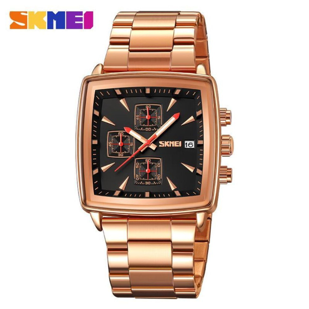 (rose,black) New Quartz Watches Men Rectangle Wristwatches Male Luxury Chronograph Business Watch Relogio Masculinoes