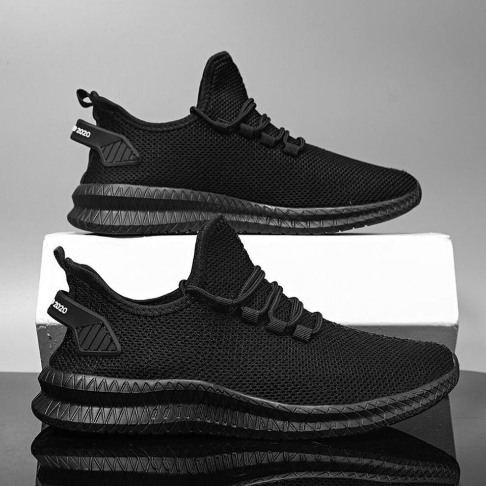 (black, 41) Men's Vulcanized Shoes Lightweight Black Sneakers Men Fashion Casual Walking Breathable Mens Lace-up White Mesh Shoes