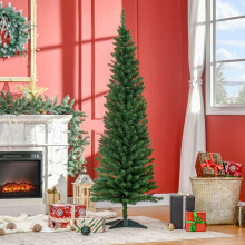 HOMCOM 6ft Pencil Artificial Christmas Tree with Solid Stand, Green - 390 Tips, Easy Setup, Model 830-182