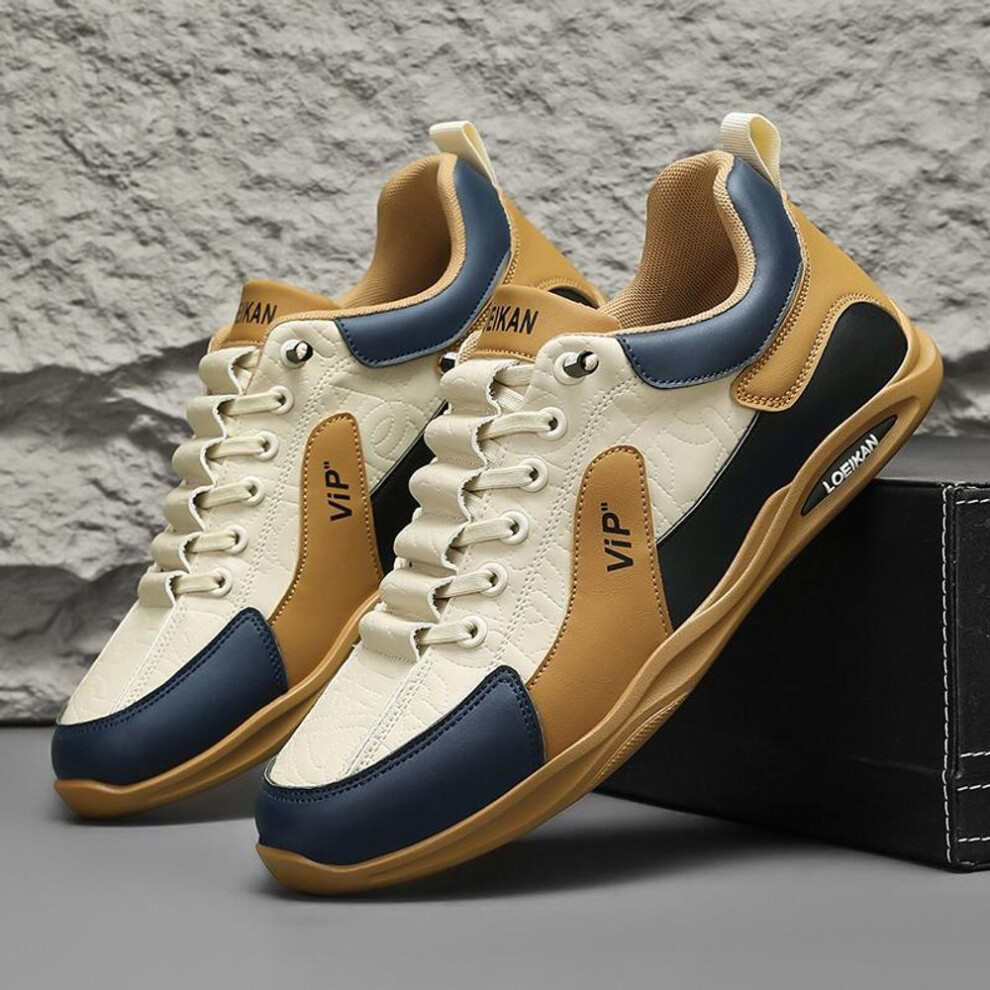 (khaki, 44) Big Size 48 Men Shoes Sneakers Mens Casual Shoes Breathable Comfortable Leisure Luxury Chunky Stakeboard Shoes for Men Sports Running Shoes Footwear