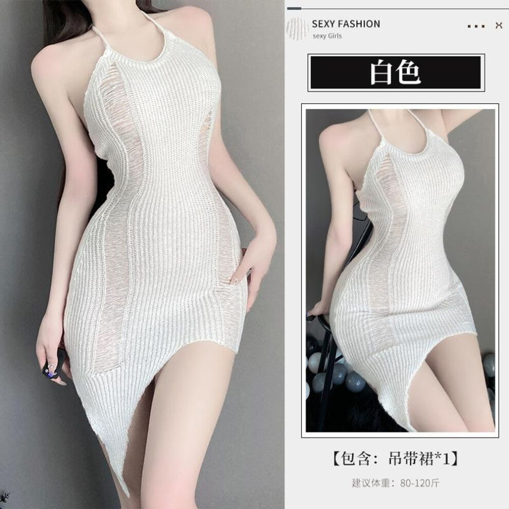 (white, One Size (80-60kg)) Dating small chest sweater pajama set pure desire uniform sexy free show big fun passion robe
