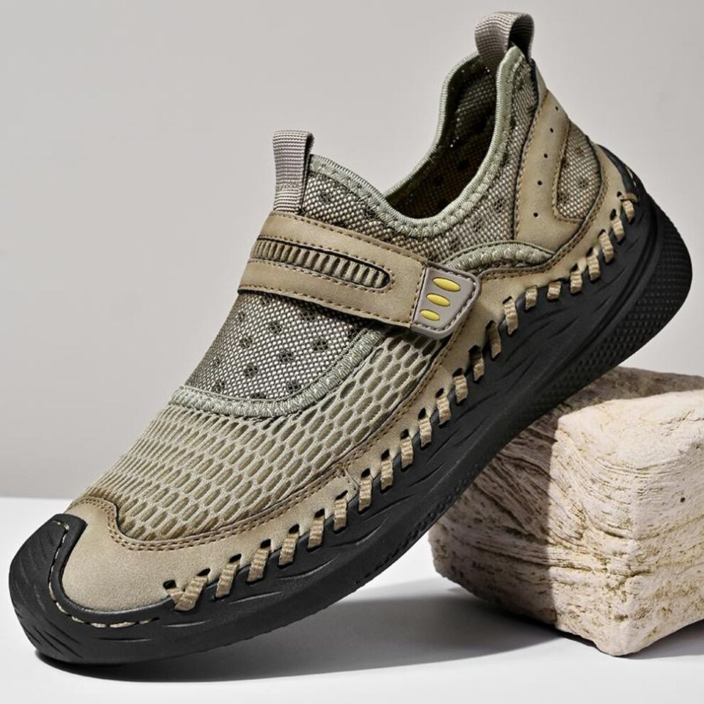 (gray, 44) Summer Men's Casual Mesh Sneakers Comfortable Plus Size Shoes Loafers Breathable Driving Shoes