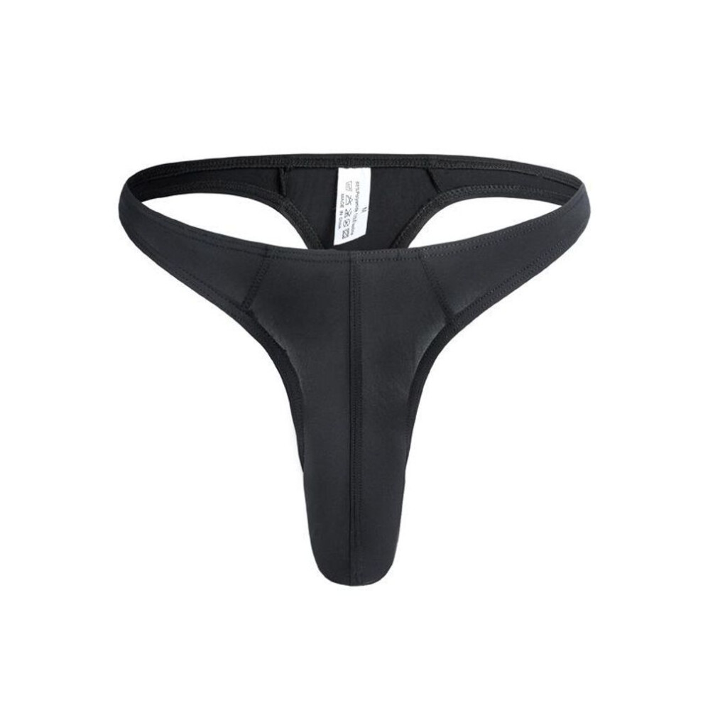 (Extra Large, black) Men's Ice Silk Low Waist Breathable Elephant Nose Briefs with Large Pouch and T-Back Design