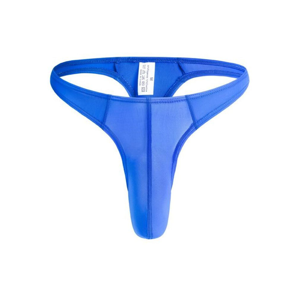 (Small, royal blue) Men's Ice Silk Low Waist Breathable Elephant Nose Briefs With Large Pouch And T-back Design