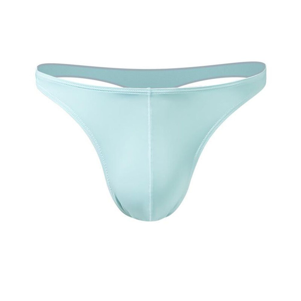 (2XL, light blue) Men's Ice Silk T-back: Sexy Low-waist Triangle Pant, Youthful & Breathable Design.