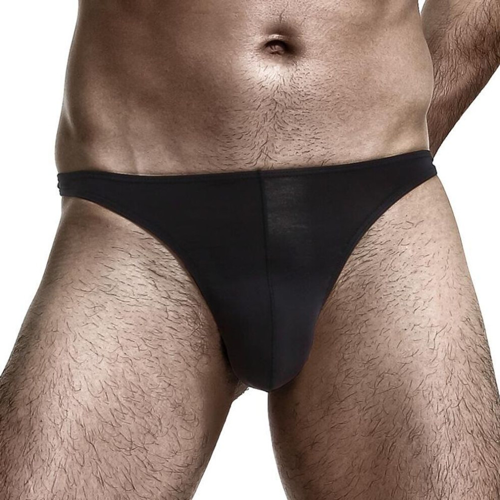 (XL, black) Men's Low Waist Ice Silk U-Convex Thong - Breathable, Sexy, Elastic Sports Underwear