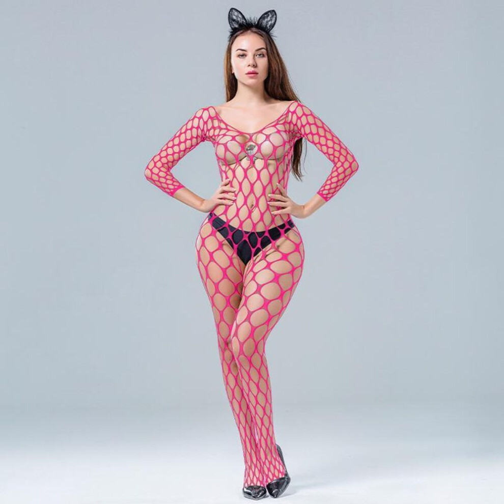 (rose red, Simple Pack (OPP Plastic Bag + White Paper Card)) Women's Sexy Open Cup Lingerie Pajamas - Flirty, Hot, Open Crotch Design