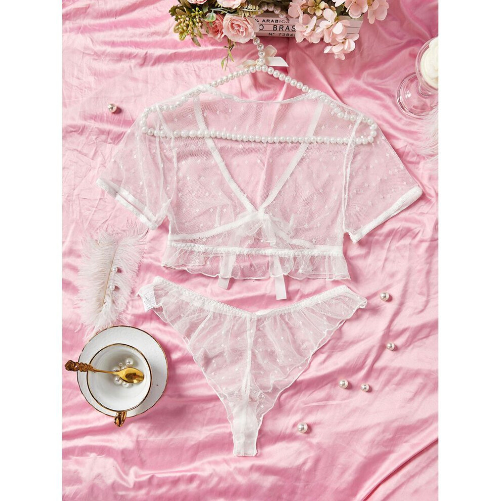 (S, white) 2025 New Order Surge Spot Sex Fun Mesh Large Size Sexy Perspective Adult Suit