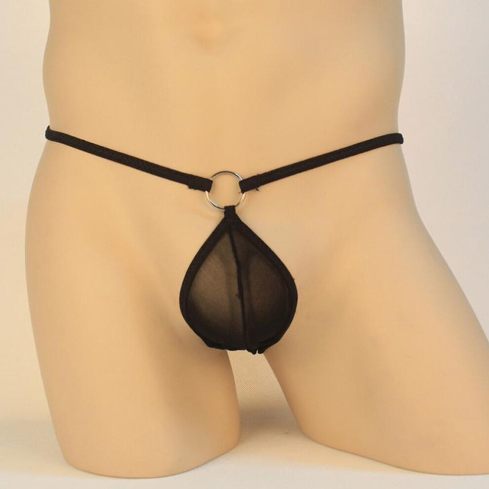 (One Size, black) Men's Transparent Sexy Thong Underwear G03