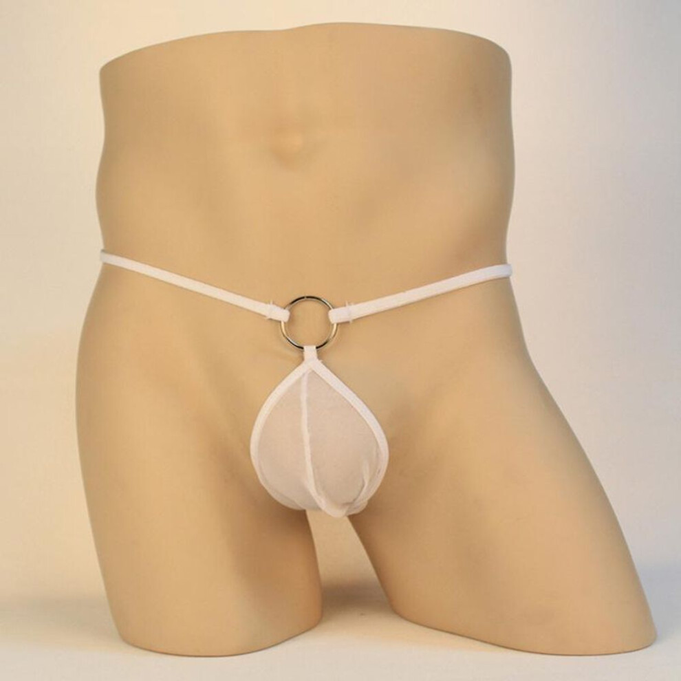 (One Size, white) Men's Transparent Sexy Thong Underwear G03