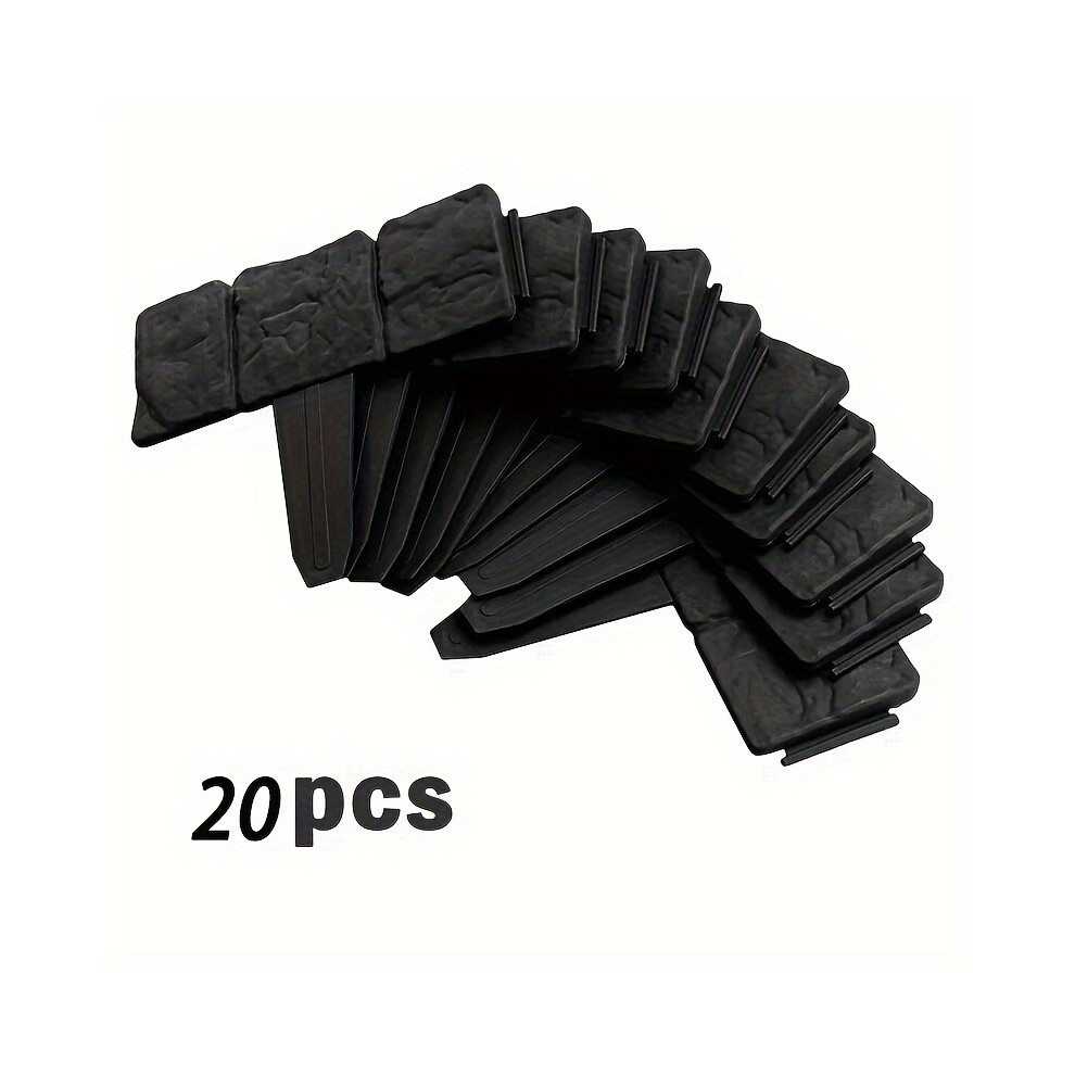 (Black, 20pcs) 20pcs of DIY Garden Landscape Edging, Plastic Faux Stone Fence, Interlocking Garden Small Fence, Outdoor Lawn Villa Decorative Fence Separator.