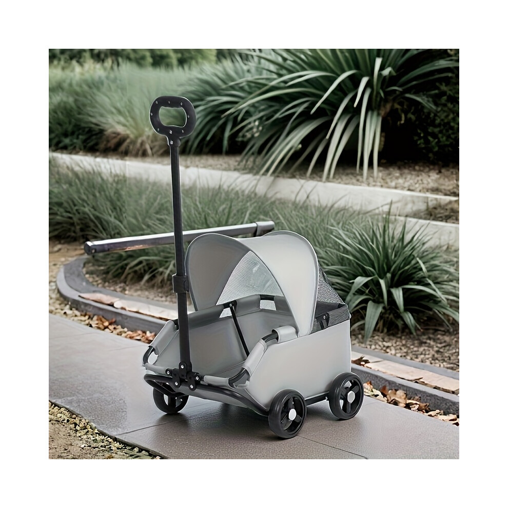 Bghone (Grey) Durable Pet Stroller For Small Dogs And Cats | Oxford Cloth Travel Carrier With Transparent Sunshade