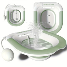 (Green) Portable Collapsible Sitz Bath Kit | Ergonomic Design, Durable Construction, Wider Seating Area & Deeper Basin | Ideal For Hemorrhoid Relief