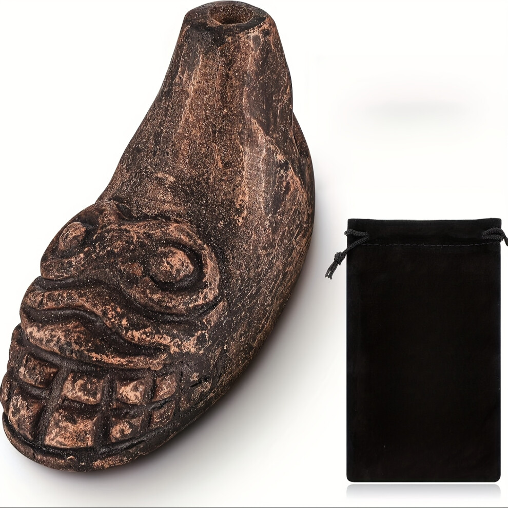 Flemye ( 1Pc) Loud Aztec Death Whistle - 125 Decibels Realistic Human Scream Sound, Orangutan Design With Skull Symbol Dark/Gray/Black