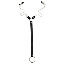 (A) Yousheng Men Breast Clamp With Chain Adjustable Pressure Faux Leather Strap Adult Sex Toy Non Piercing Nipple Rings Decorative Clip