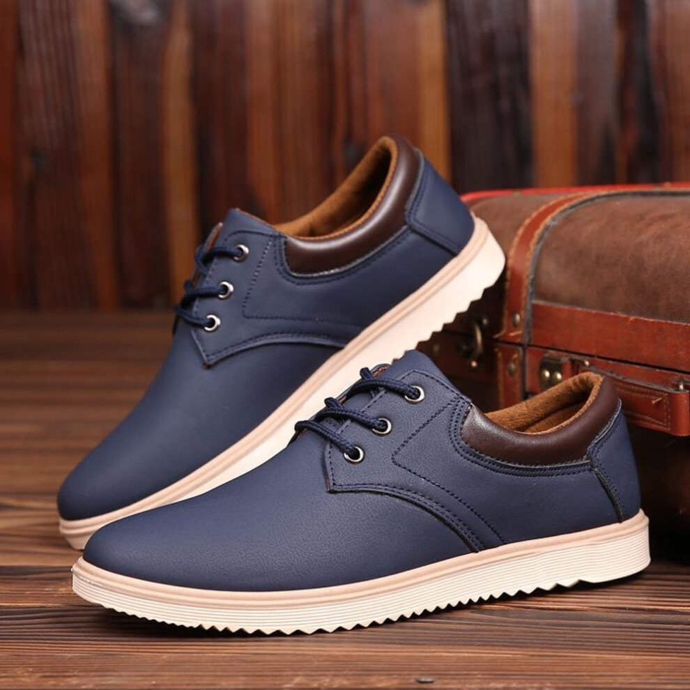 (blue, 44) Men's 2024 Summer Breathable Anti-Slip Leather Casual Running Shoes