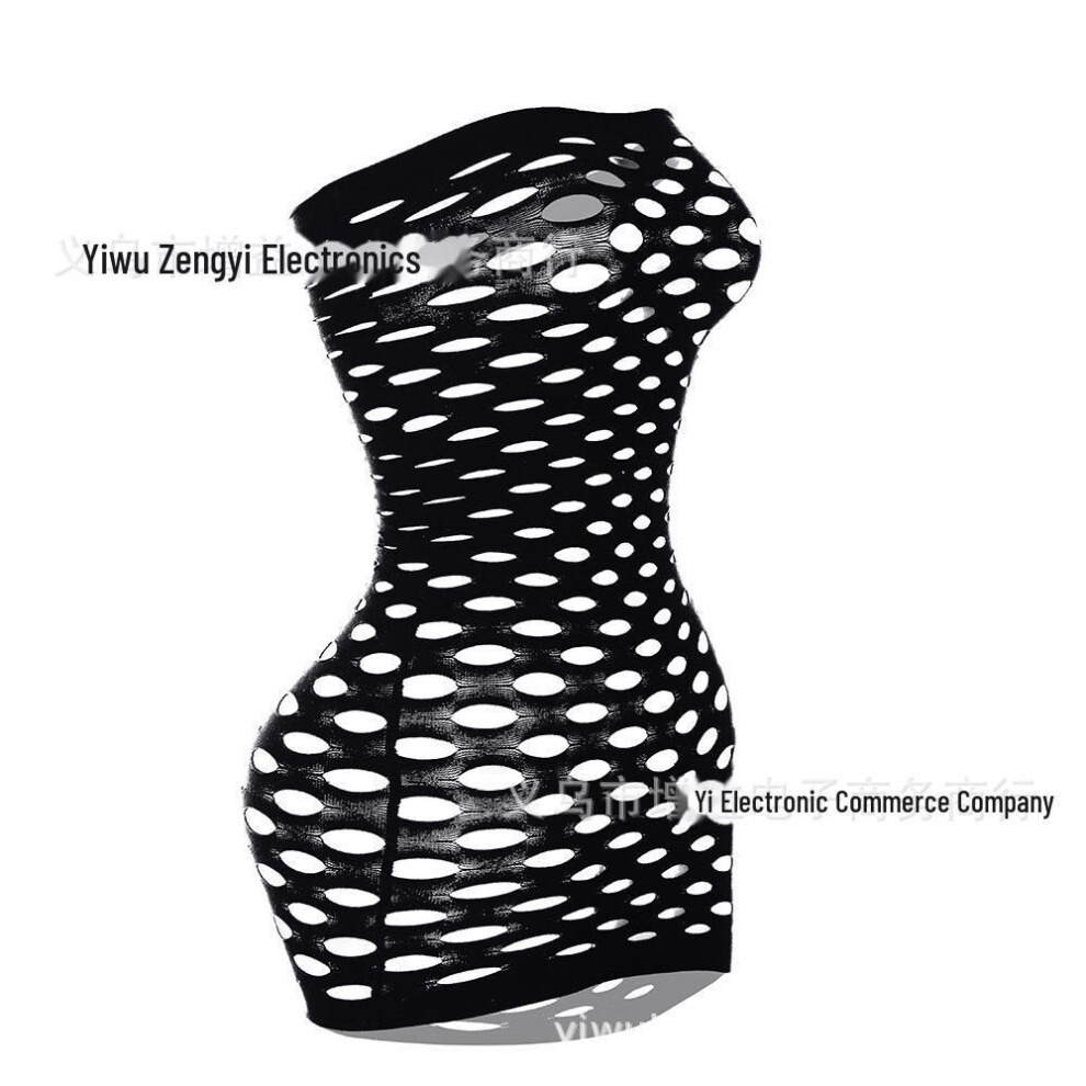 (black, One Size [Simple Package]) Sexy Lingerie: Hole Hip Skirt Tube Top, Full Body Net Dress W095