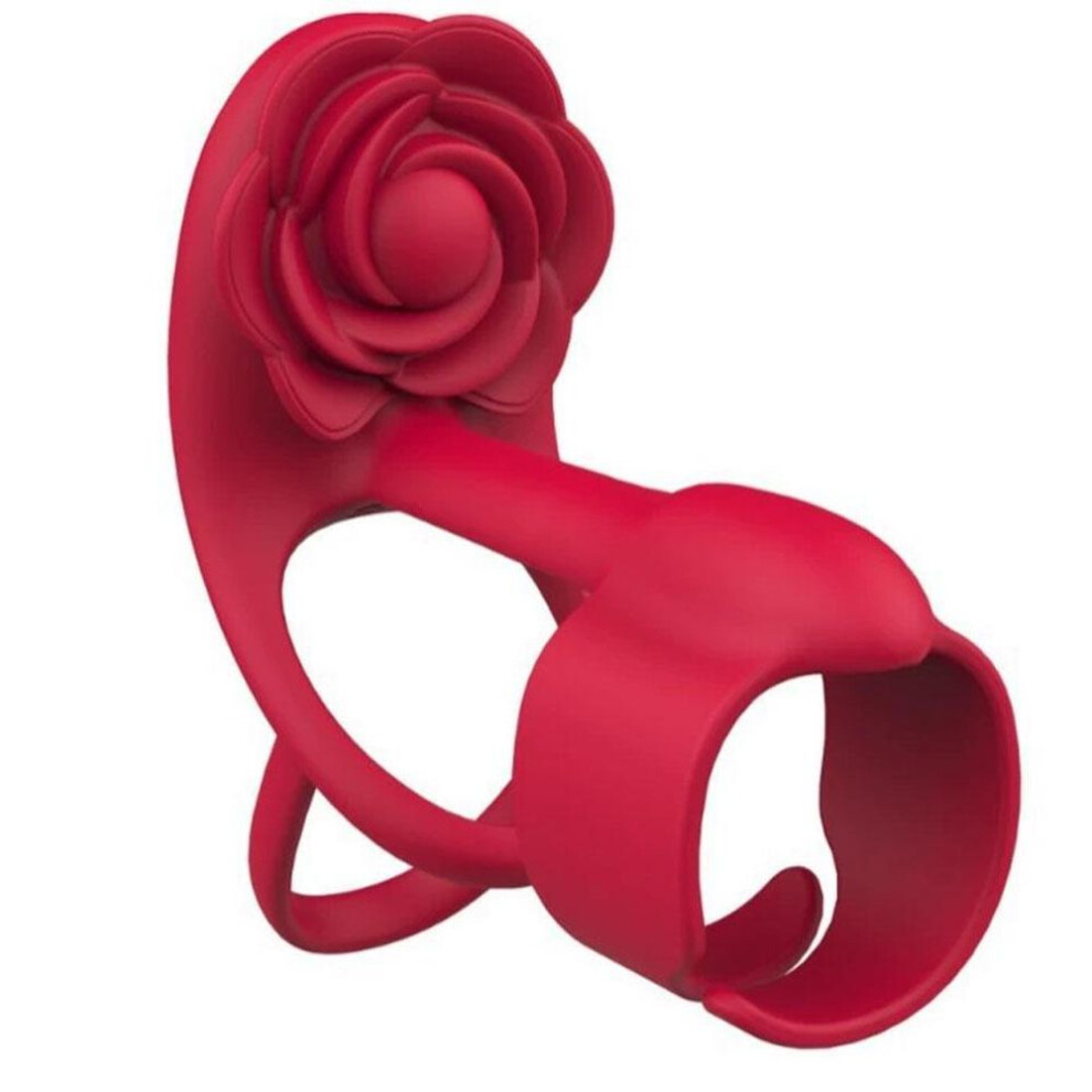 3 In 1 Vibrating Penis Ring Penis Holster with Rose, Couples Adult Sex Toys for Men Women with G-Spot Clitoral Vibrator