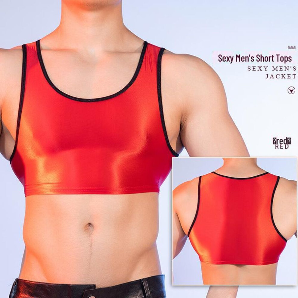 (One Size, red) Men's Cross-border Sexy Sleeveless High Elasticity Fitness & Yoga Underwear