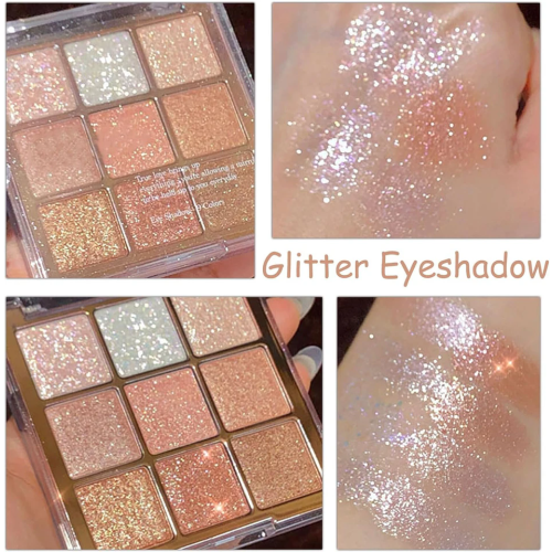 Sparkly 9 Colour Glitter Eyeshadow Palette 1
