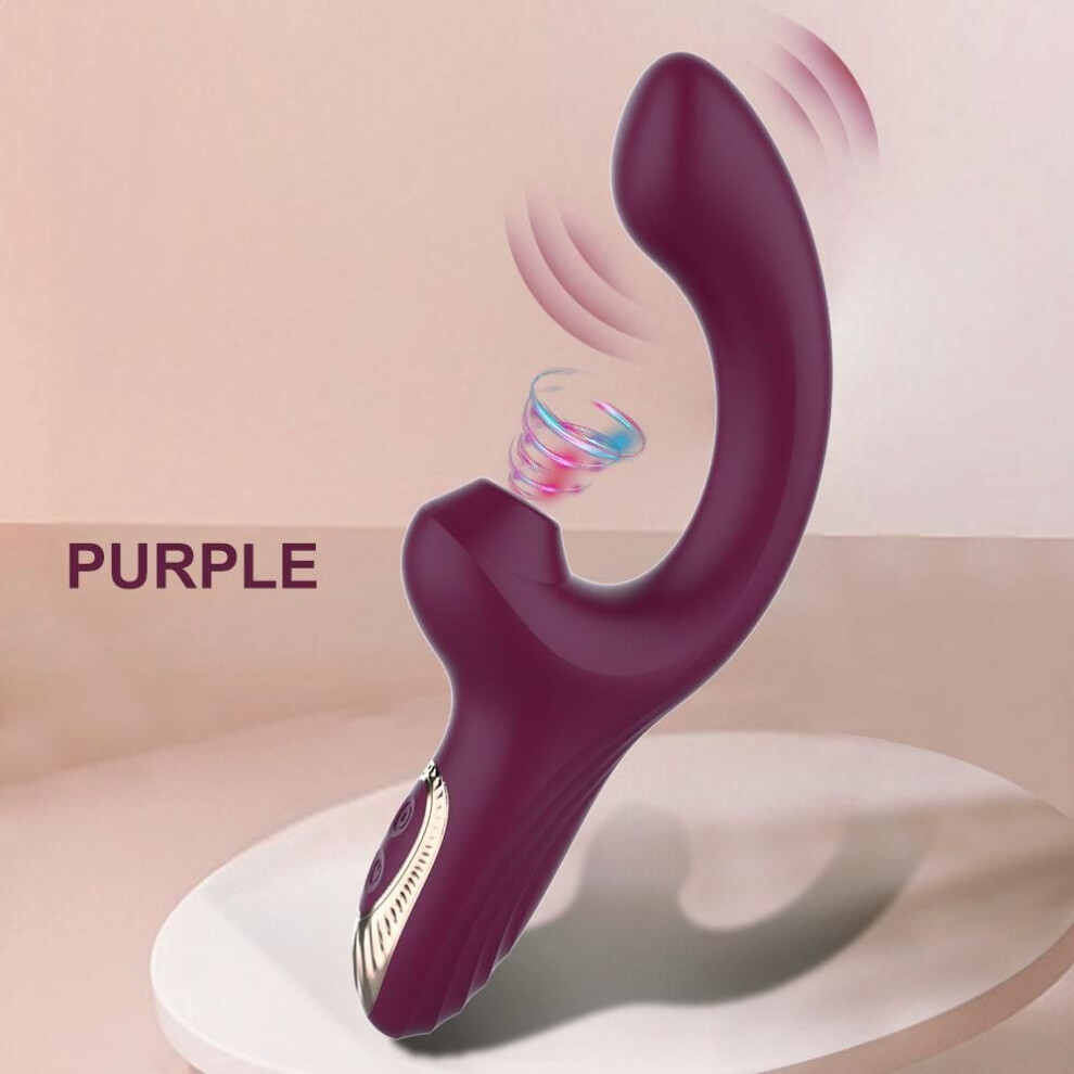 (purple) 2-in-1 Powerful Vibration Clitoral Massager 7 Modes Sucking Vibrator For Women G-spot & Clitoris Stimulator Adult Sex Toy For Couple
