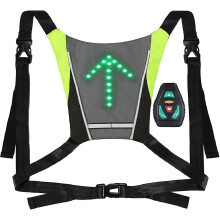 (As show, One size) Cycling Vest USB Rechargeable Reflective Backpack with LED Flashing Remote Control Outdoor Sport Saf
