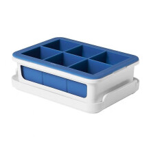 (As show, One size) Ice cube tray with silicone lid, large format, for 6 large ice cubes of 4.4 cm