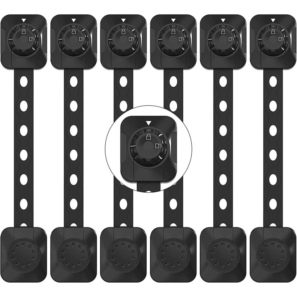 (As Show, One Size) Baby Safety Lock(Improved), Set Of 6 Child/Baby Cupboard Locking Latches, For Drawer, Fridge(, Black