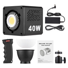 (As show, One size) Portable COB Video Light Handheld Photography Fill Light 40W 2500K-6500K Dimmable 9 Scene Lighting Effects Built-in Battery with Handle Reflector Diff