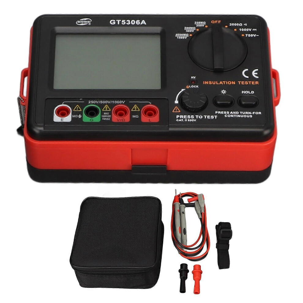 (As Show, One Size) Insulation Resistance Tester Hd Lcd Display Digital Insulation Resistance Tester 1000V 6909775579817