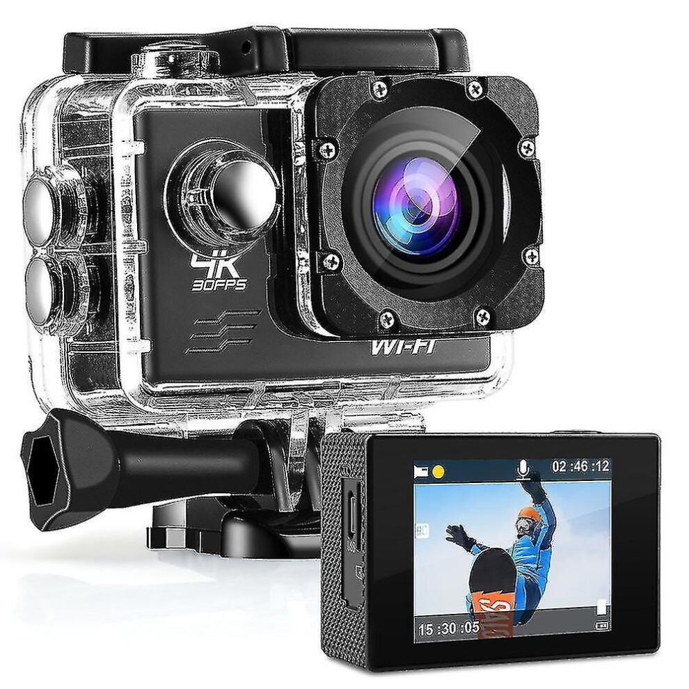 (As Show, One Size) Action Camera 4K, Ultra Hd 20Mp Wifi Underwater Camera, 170 Wide-Angle 40M Waterproof Helmet Camera 6909775798423