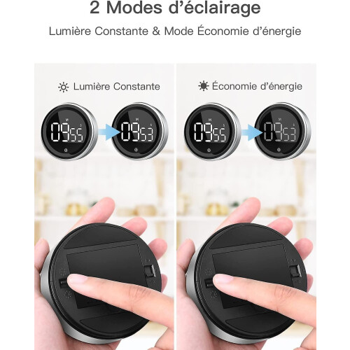 (As show, One size) Kitchen Timer Digital Timer with Stopwatch Function and Countdown Aluminum Alloy Housing 2 Modes Dis 1