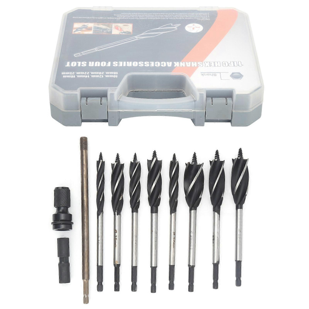 (As Show, One Size) 8Pcs Hex Shank Drill Bits Set 4 Slots Woodworking Hole Open Reaming Drilling Tools 6909775987551